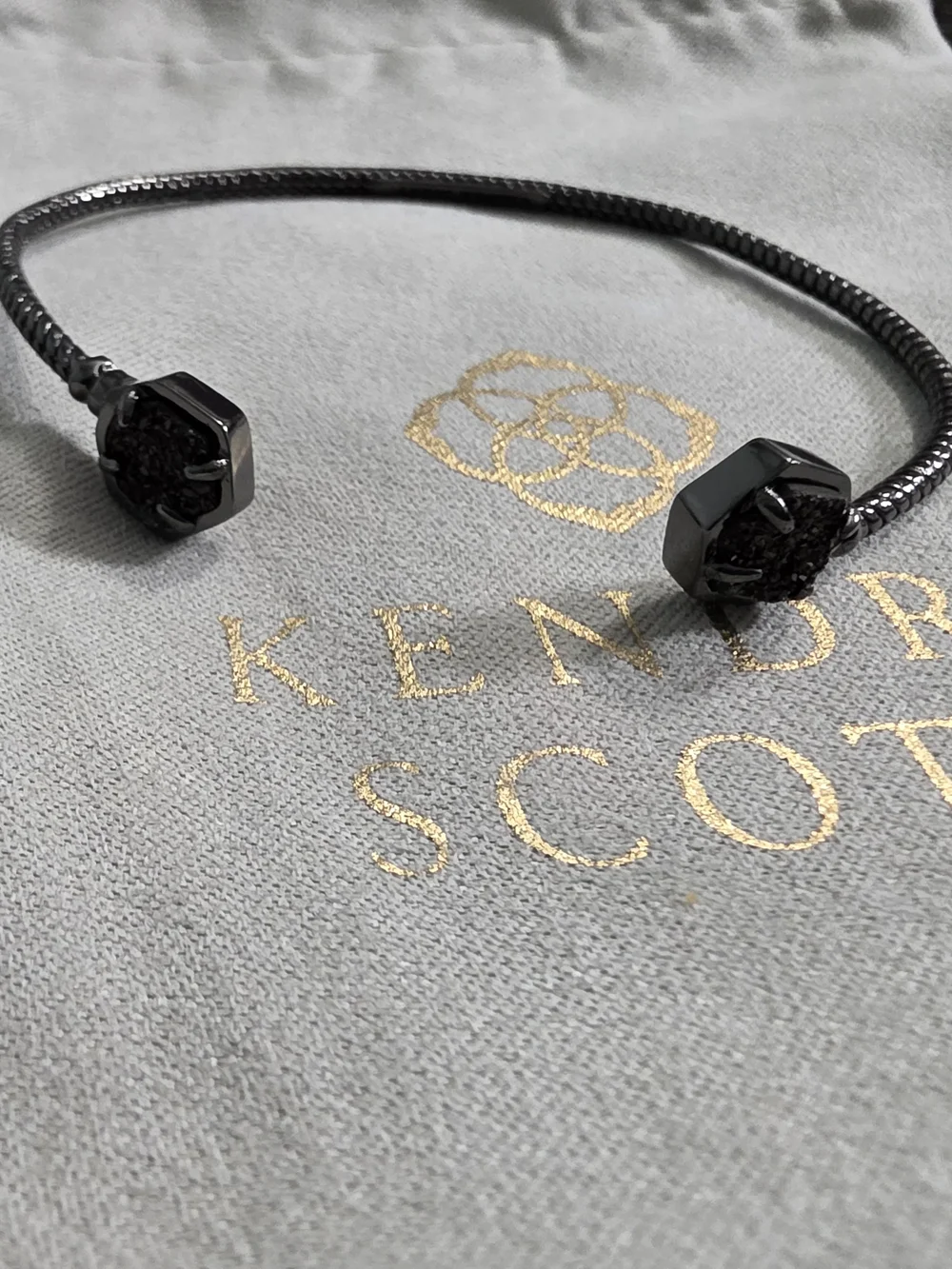 Kendra Scott Jamie Gunmetal And Black Drusy Cuff Bracelet